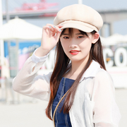 Casual Plaid Cotton Octagonal Hat for Women
