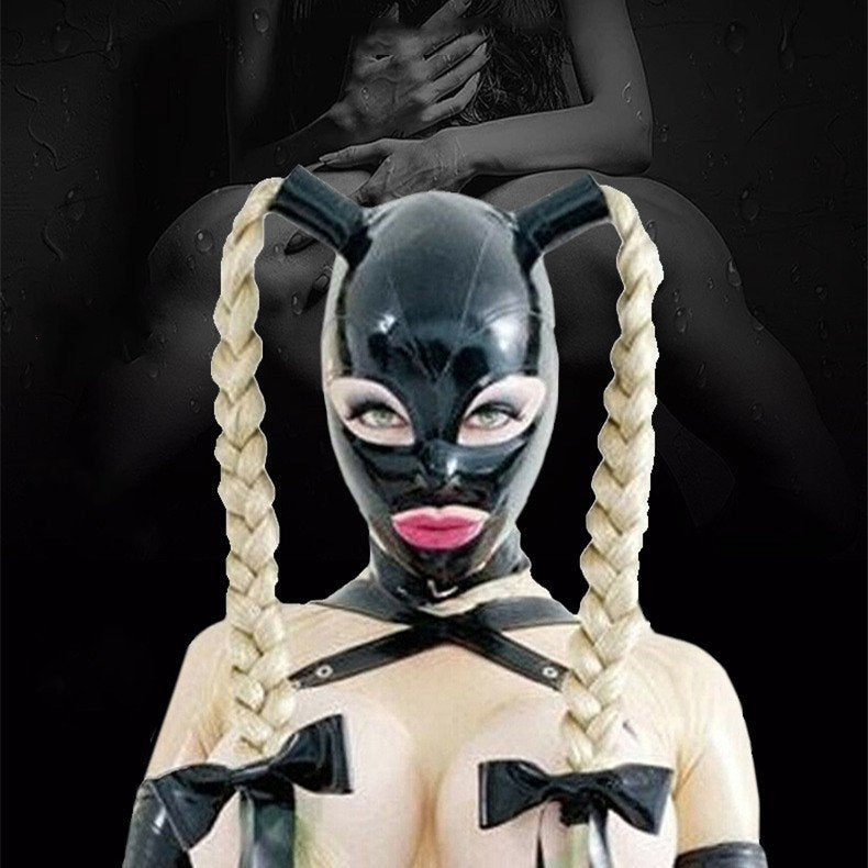 Latex Headgear Mask Braids for Women