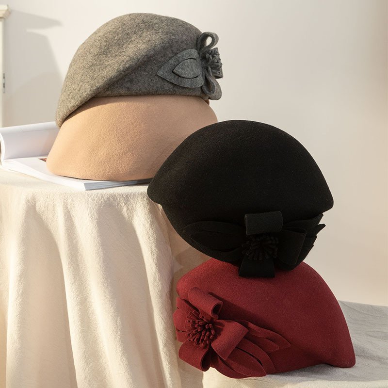 Warm Floral Women's Wool Felt Hat