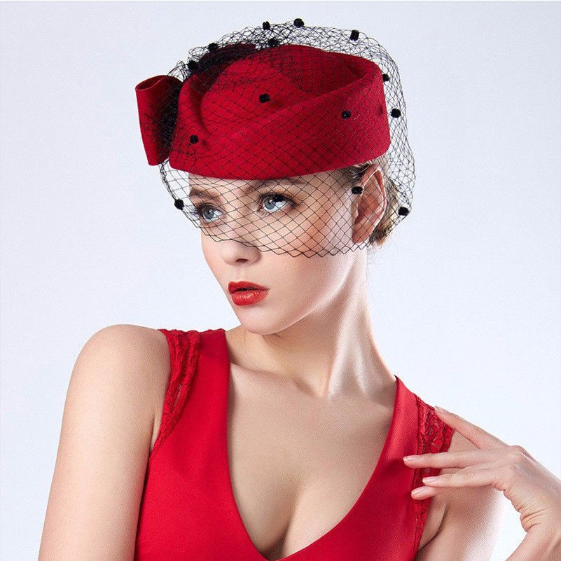 Vintage Red Wool Felt Hat for Women - Timeless Style