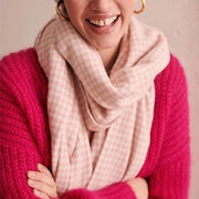 Soft Houndstooth Wool Scarf with Fringe