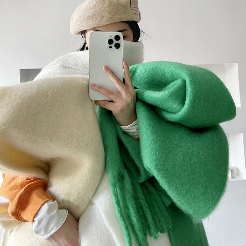 Warm Yellow Mohair Scarf for Women