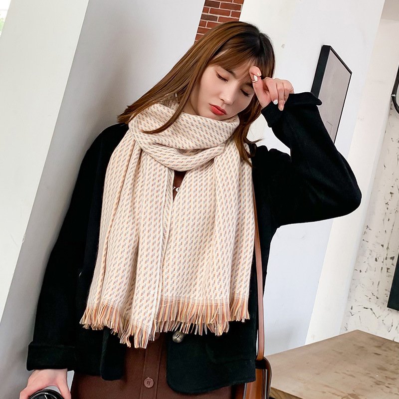 Warm Cashmere Shawl Scarf with Tassel