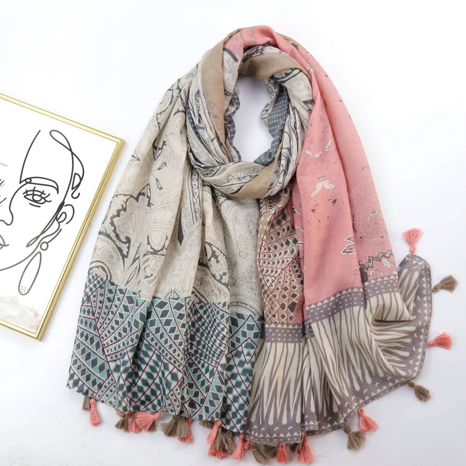 Add a Pop of Color with Our Cashew Print Silk Scarf