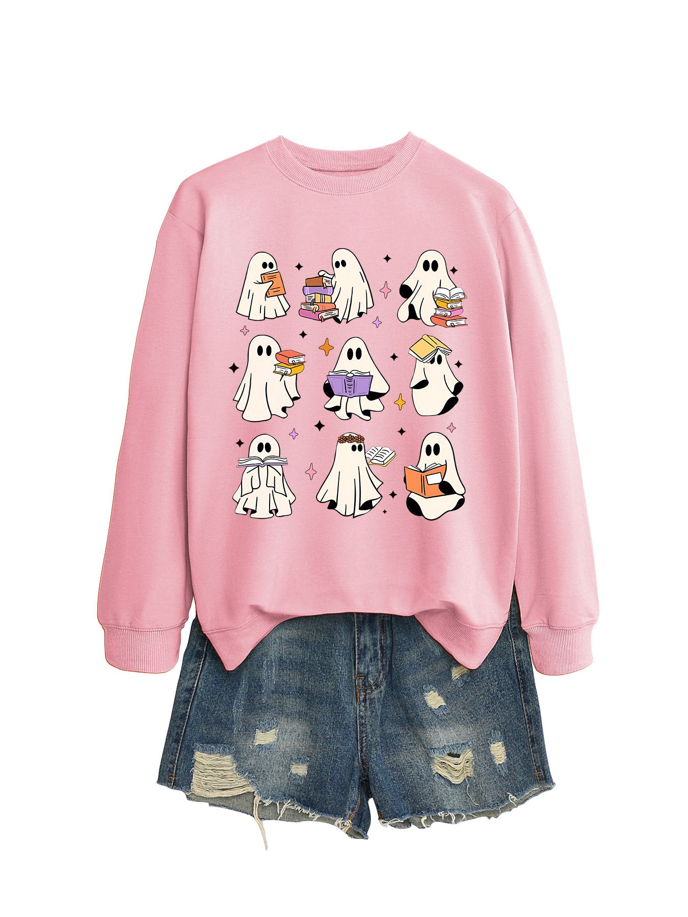 Women's Cozy Reading Print Pullover Sweater