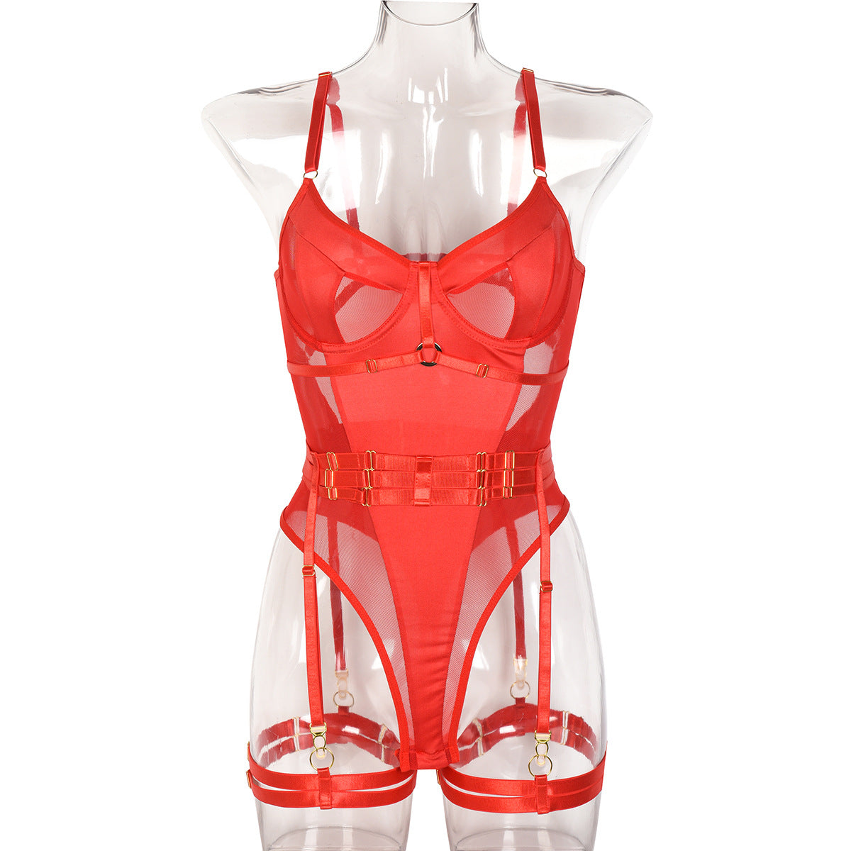 Sheer Mesh Push-Up Open-Back Shaping Lingerie