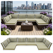 Anti-Fading Outdoor Combination Sofa Replacement Cushion, 14pcs Courtyard Combination Sofa Cushion, Non-Slip And Waterproof Sofa Cushion at The Bottom, Suitable for 14pcss Rattan Leisure Sofas