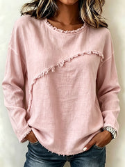 Lace‑Spliced Long‑Sleeve T‑Shirt – Elegant, Casual Top