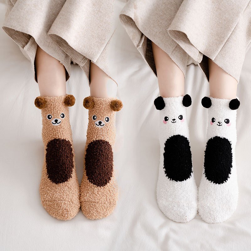 Women's Cartoon Fleece Socks - Breathable & Warm