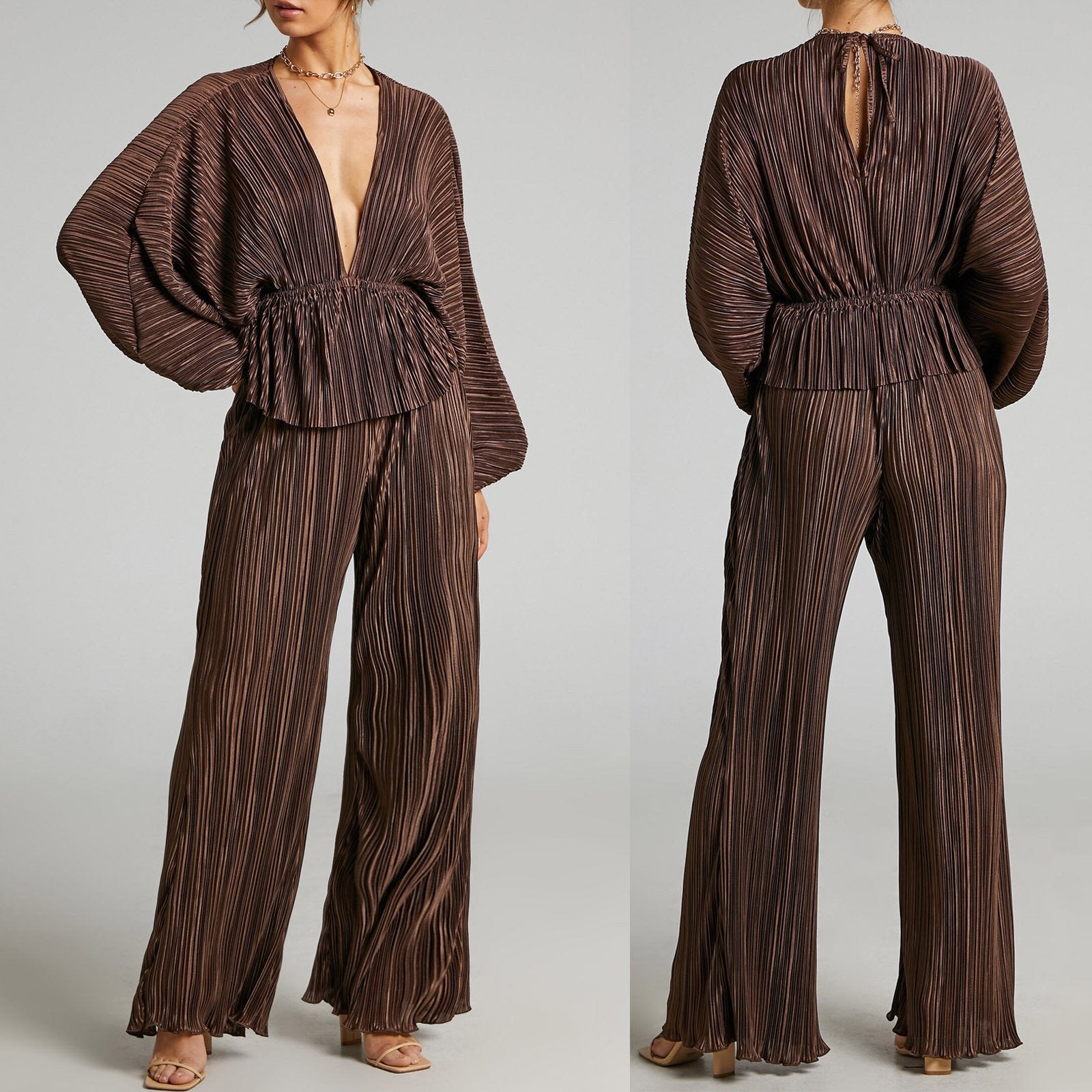 Casual Wide-leg Pants Two-piece Set for Women