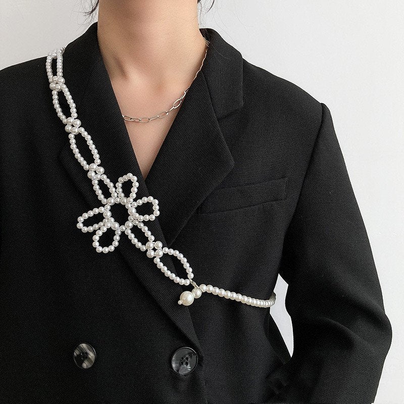 Pearl Flower Waist Chain Belt for Women