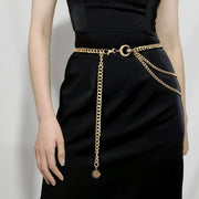 Personalized Moon Star Pendant Waist Chain, 3-Layer Gold European Corset Style