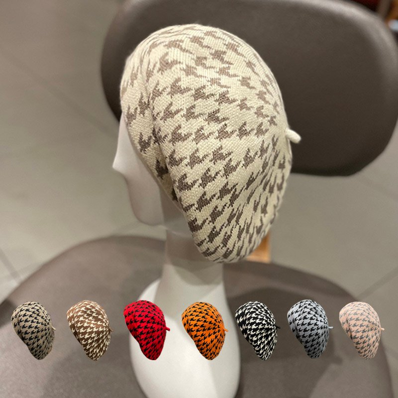 Stay Warm in Style with Alpaca Plaid Wool Beret Hats