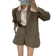 Women's A-Line Wide Leg Suit Shorts Coat Set