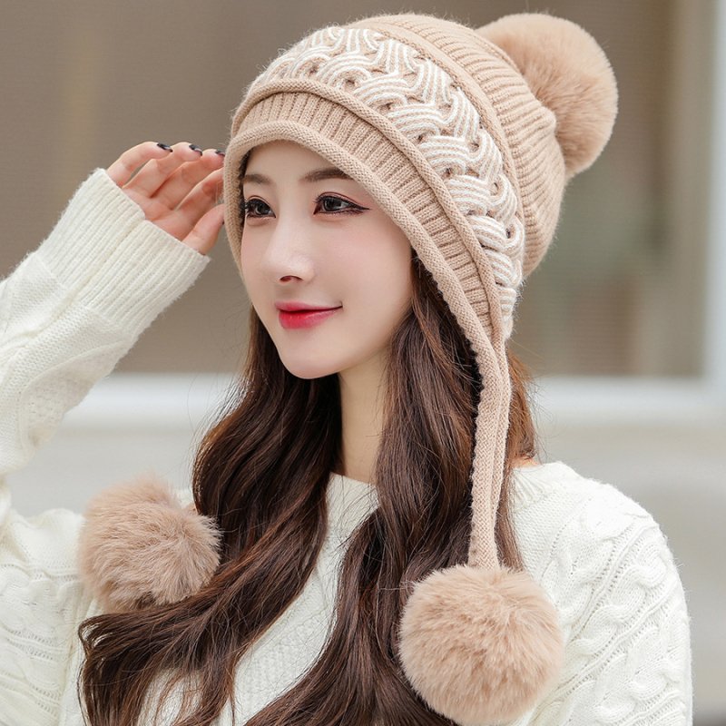 Color-Blocking Twist Wool Hat for Women