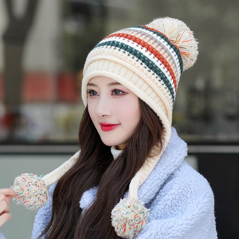 Colorful Two-Layer Earflap Hat with Fleece Lining