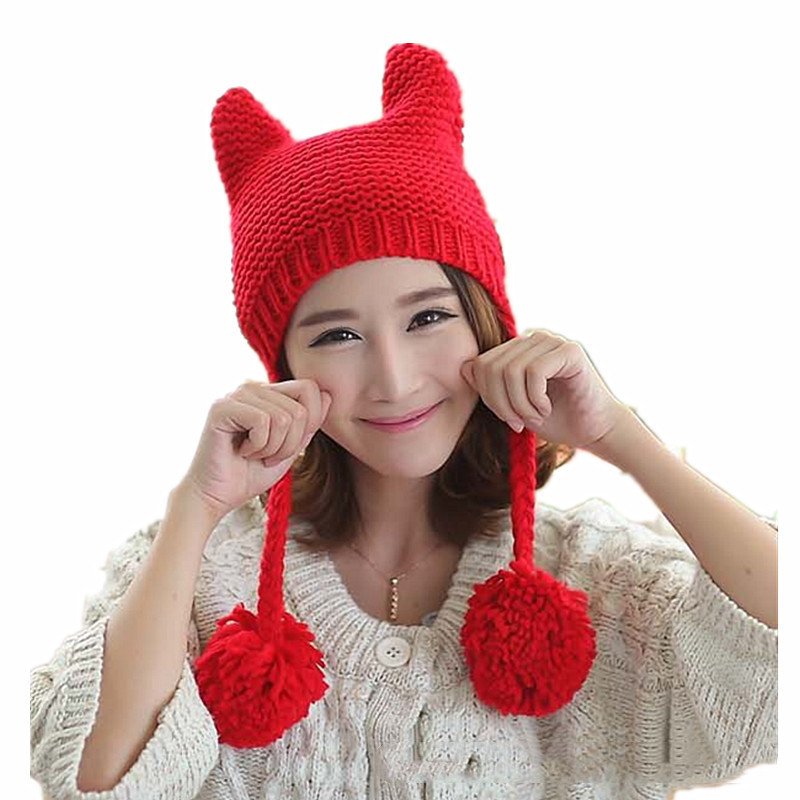 Cozy Cat Ears Knit Hat for Women