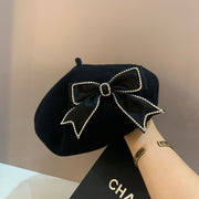 Warm All-match Bow Wool Beret Hat