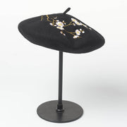 Women's Wool Beret with Elegant Embroidery Design