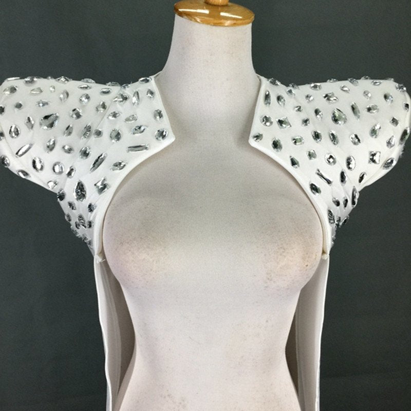 Shiny Black Diamond Cape for Women's Stage Shows and Parties