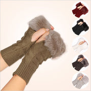 Warm Mid-Length Half Finger Gloves for Women