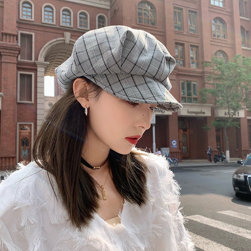 Women's Plaid Beret Hat
