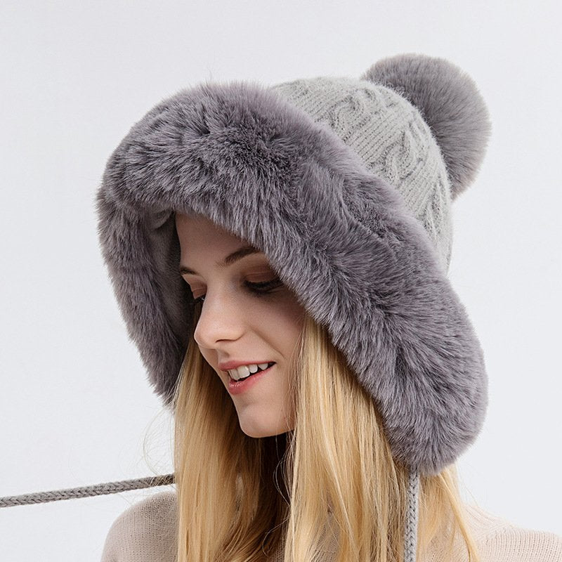 Warm Solid Color Knitted Hat for Women