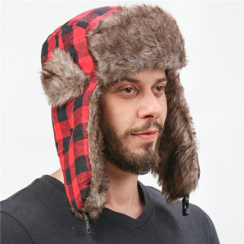 Warm Plaid Windproof Hats for Men & Women, Skiing Outdoor