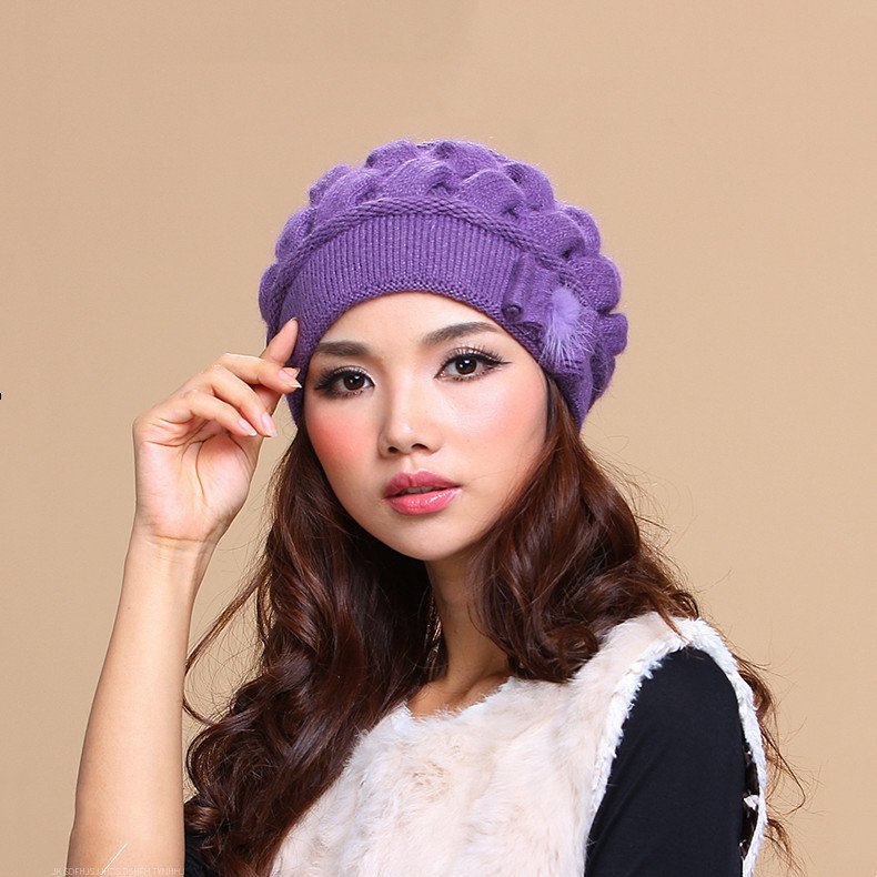 Warm Double Layer Rabbit Fur Hat for Women