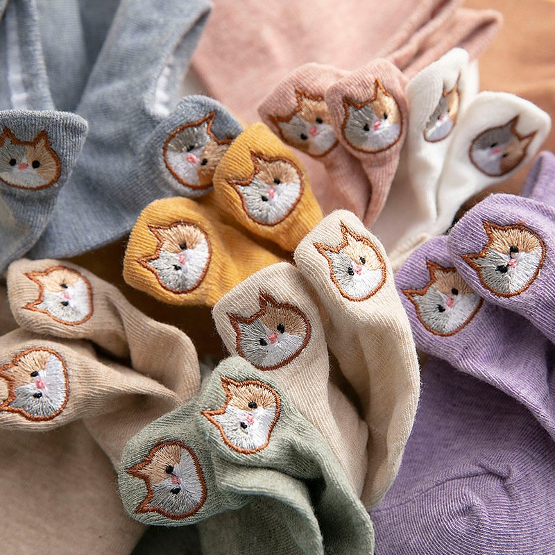 Cotton Cartoon Cat Socks for Women