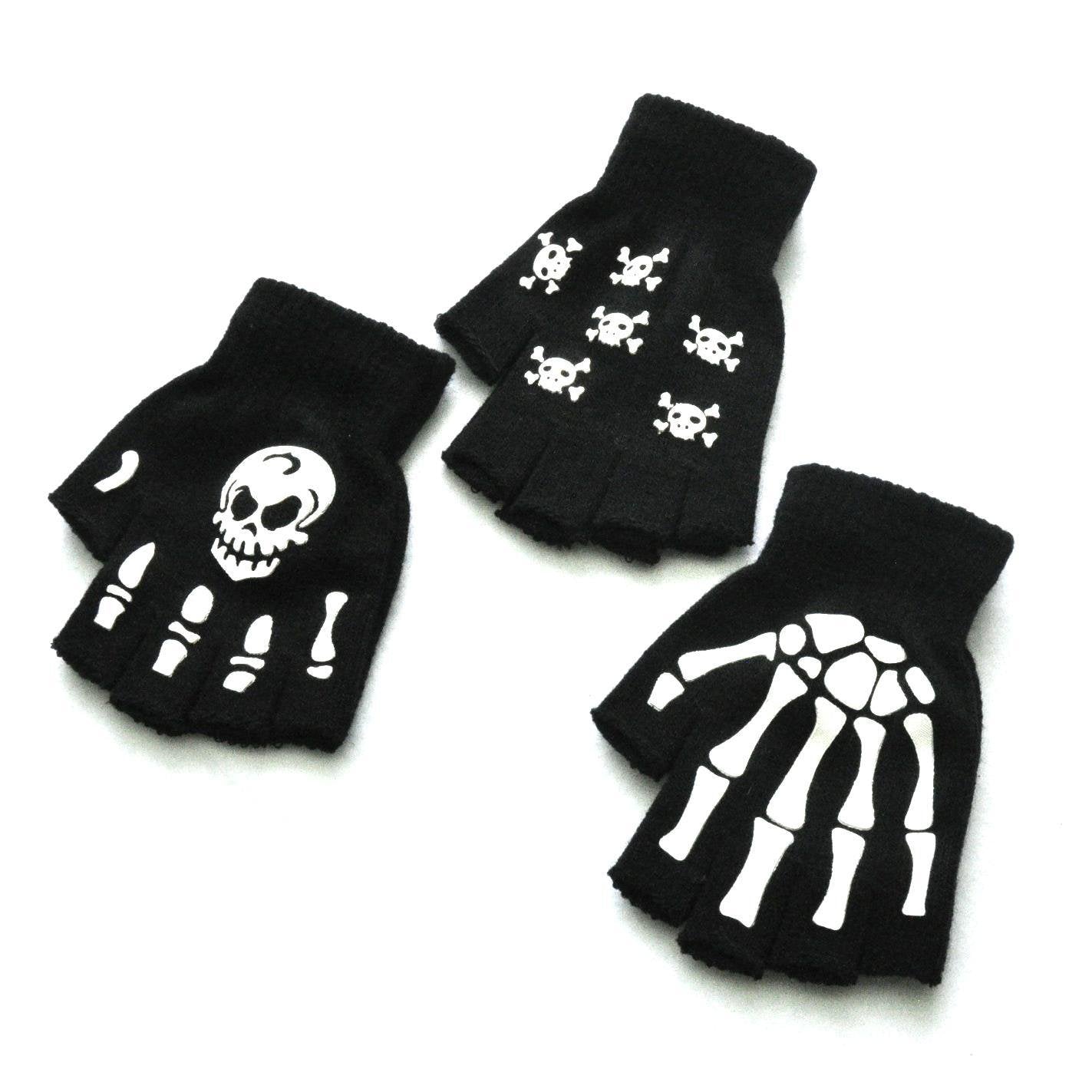 Luminous Half Finger Skull Gloves - Keep Warm & Stylish