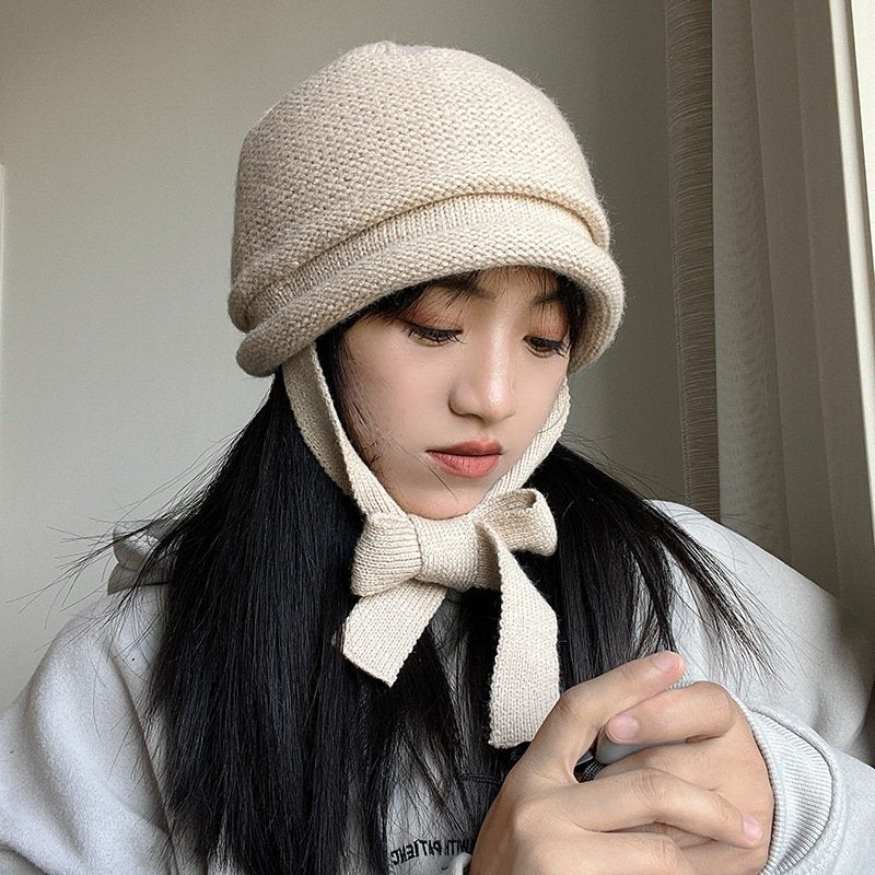 Stay Warm in Style with Lace-up Wool Knitted Hats