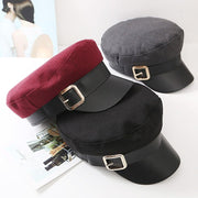 Women's Woolen Leather Stitching Sun Hat