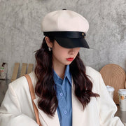 Leather Octagonal Sun Hat for Women