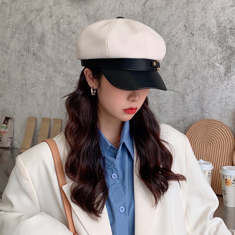 Leather Octagonal Sun Hat for Women