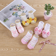 Striped Lace Bow Socks for Women
