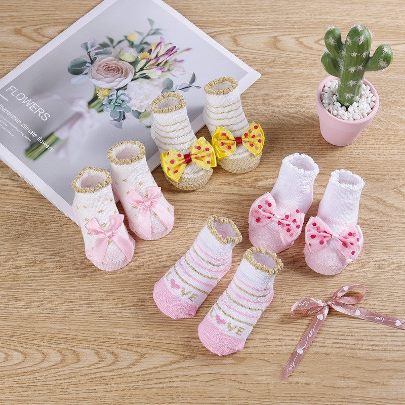 Striped Lace Bow Socks for Women