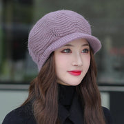 Soft Knitted Rabbit Fur Hat for Women