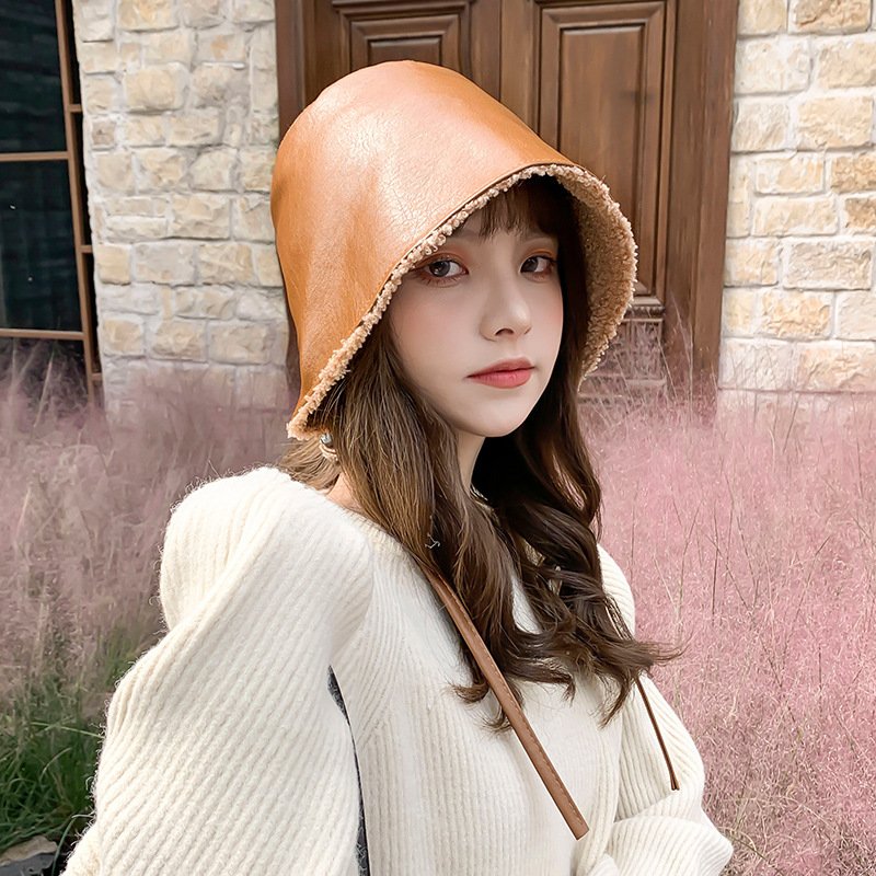 Adjustable PU Leather Basin Hat