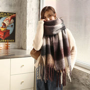 Stay Warm in Style with Plaid Fringe Scarf
