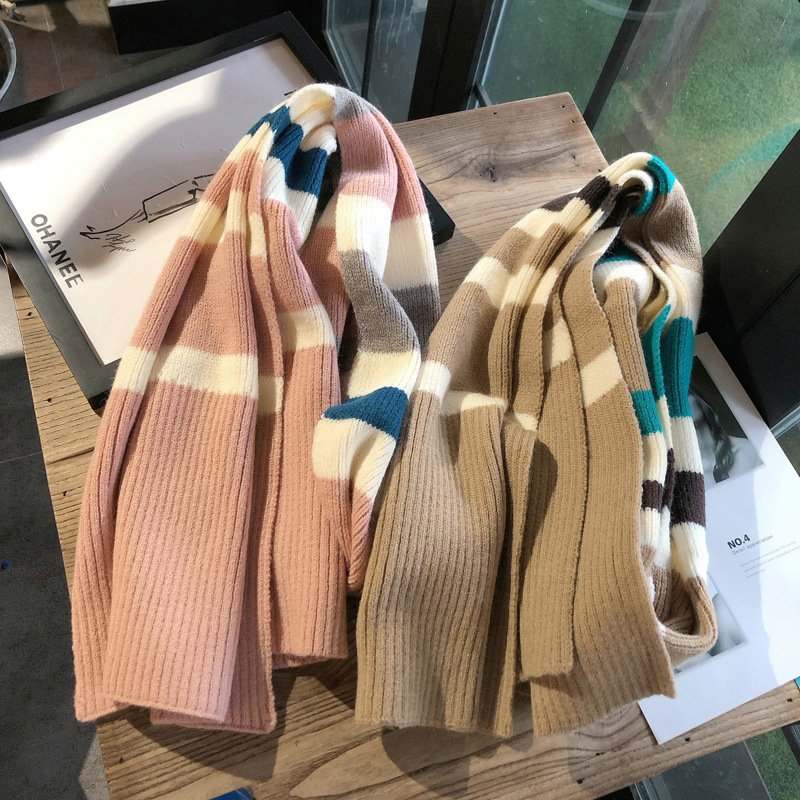 Stay Warm in Style with Color Block Stripe Scarf