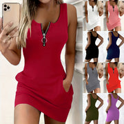 Summer New Zippered Hip-hugging Vest Dress