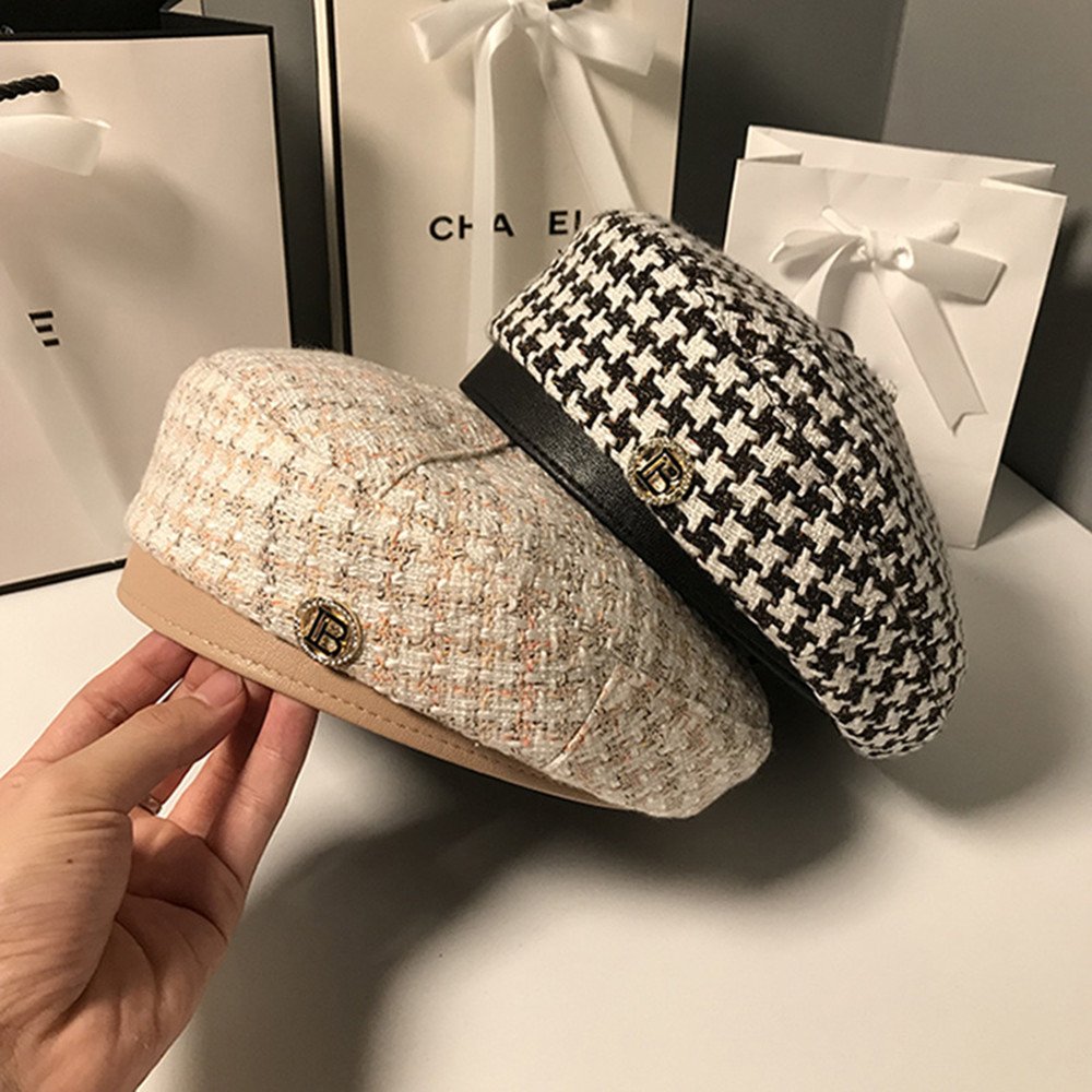 Vintage Houndstooth Women's Beret