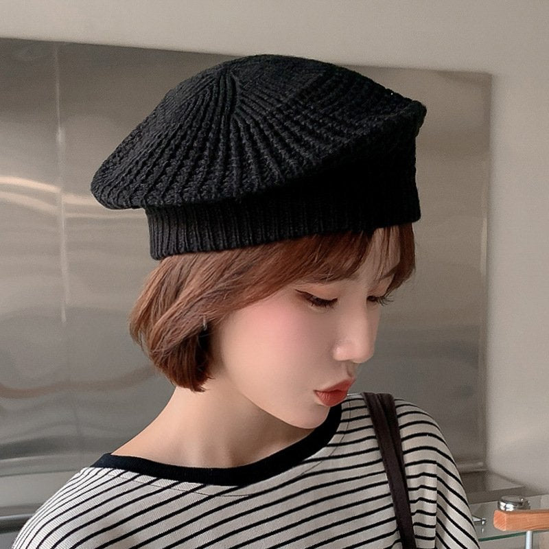 Stylish Macaron Color Knit Beret Hat for Women
