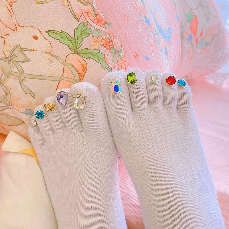 Crystal Toe Split Sandals with Diamond Socks for Women