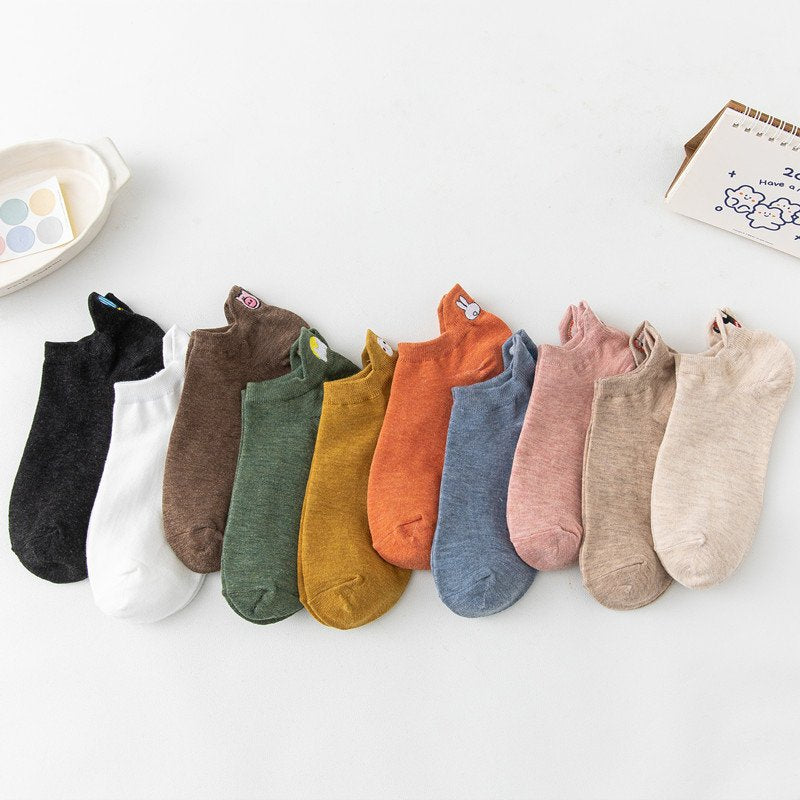 Women's Cartoon Socks with Embroidery