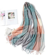 British Style Warm Plaid Scarf Women's Tassel Shawl