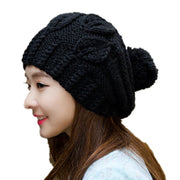 Solid Color Women's Fashion Wool Sweater Hat