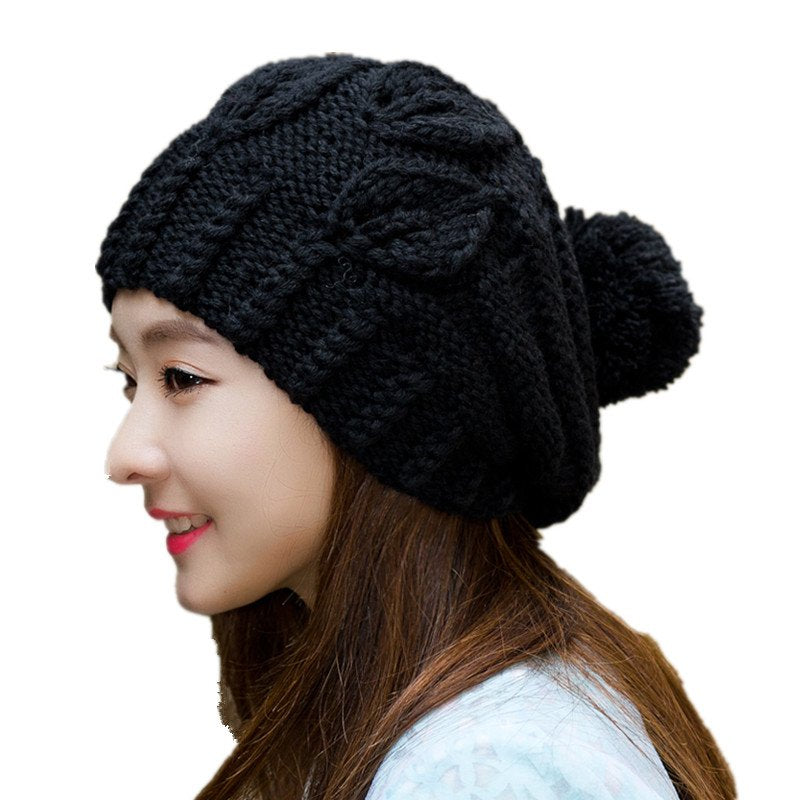 Solid Color Women's Fashion Wool Sweater Hat