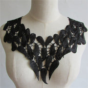 Floral Embroidered Collar Lace Trim Scarf